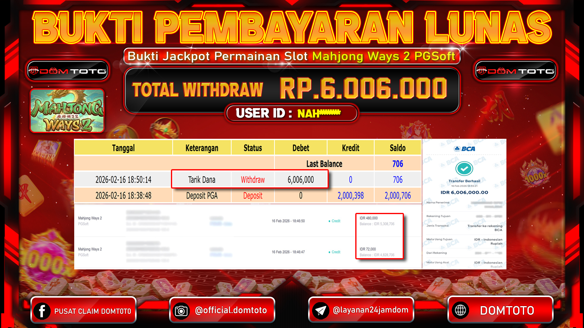 JACKPOT SLOT Mahjong Ways 2 PGSoft 17 FEBRUARI 2026